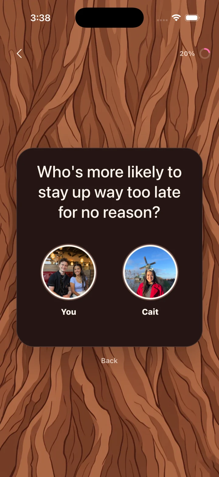 A couples quiz asks who's more likely to stay up way too late for no reason